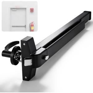 IRONWALLS 32 Inch Commercial Push bar Panic Exit Device for Emergency Exit Doors 32" to 48" Wide, Heavy Duty Stainless Steel Panic Bars with Exterior Lever Trim Handle, Panic Door Hardware, Black