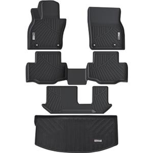 Floor Mats & Cargo Liner for 2024 2025 Mazda CX90 & CX-90 PHEV 8 Passenger with 2nd Row Bench Seats,1st & 2nd & 3rd Row with Trunk mat Full Set,TPE All Weather Mats
