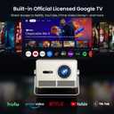 2000 ANSI Official Licensed Google TV Outdoor Projector 4K Full HD, Smart Projector with Wifi and Bluetooth, Auto Focus, Dolby Sound,Built-in Apps,HAPPRUN Indoor Home Theater for Phone/TV Stick/PC/PS5