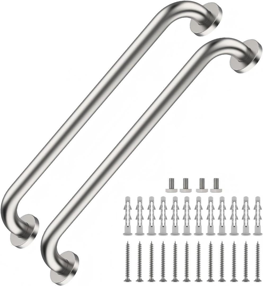 2 Pack 24 Inch Satin Brush Nickel Shower Grab Bar - 1.5" Diameter,ZUEXT Stainless Steel Bathroom Grab Bar, Bath Balance Bar,Safety Hand Rail Support, Handicap Injury Elderly Senior Assist Bath Handle