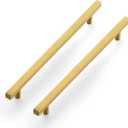 JOY DECOR 20 Pack 7-3/8 Inch Cabinet Pulls Kitchen Cabinet Handles with 5 Inch Hole Center Brushed Brass Cabinet Hardware Stainless Steel Kitchen Drawer Pulls for Cabinets Cupboard, 128mm Hole Centers