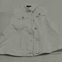 Allegra K Women's Buttoned Washed Denim Vest Jacket W Chest Flap Pockets (Large)