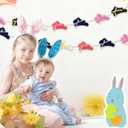 6.5 FT Easter Bunny Garland Decoration Colorful Flocking Rabbit Hanging Farmhouse Ornament Spring Themed Party Banner Favors Supplies Happy Easter Home Decor for Mantle Fireplace Wall