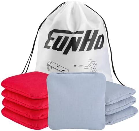 EunHo Cornhole Bags Set of 8 Regulation Size & Weight Corn Hole Bean Bags Official Professional All Weather for Tossing Game with Carry Case