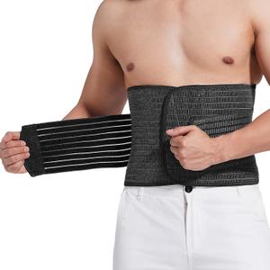 Mens Abdominal Binder for Post Surgery Recovery  Adjustable Compression Support Belt for Hernia Repair, Abdominal Surgery & Core Stability (Large, Black)