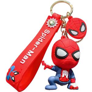 Spider Keychain, Cute Backpack Keychain,Kawaii Key Chain Wristlet Car Charms (Red)