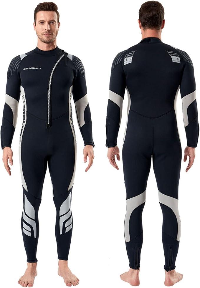 Seaskin Wetsuits for Men Women 3mm Front Zip Full Wetsuit, Large