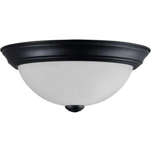 Aspen Creative 63014-3A, 2-Light Ceiling Flush Mount, Matte Black, Alabaster Glass, for Bedroom Hallway Kitchen Dining Room, 13-1/8'' Diameter, E-26 Socket