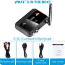 Bluetooth 5.3 Receiver for Home Stereo, RCA Bluetooth Adapter, Low Latency & HD Music Audio, Support Optical AUX 3.5mm, RCA Receiver Adapter for Speakers, Music Streaming Stereo System