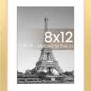 upsimples 8x12 Picture Frame, Display Pictures 6x8 with Mat or 8 x 12 Without, Wall Hanging Photo Frames, Gold, 1 Pack