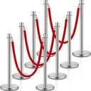 Wesiti 8 Pcs Stanchion Posts Queue, 5 ft Red Velvet Rope Stanchions and Velvet Ropes Stanchions with Red Rope Crowd Control Barriers Hollow Base and Velvet Ropes Set for Party Supplies