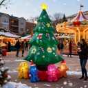 9ft Christmas Tree Decoration with Gingerbread Men Inflatable Outdoor Indoor Decor, Giant Blow Up Weatherproof Xmas Decorations for Yard, Built-in LED Rotating Light for Gardern Lawn Winter Holiday
