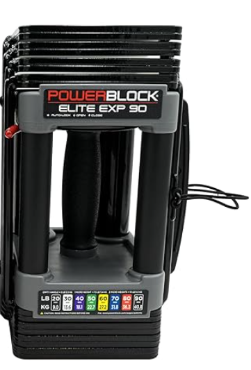 PowerBlock Elite EXP Adjustable Dumbbells , Stage 1, 5-50 lb. Dumbbells, Durable Steel Build, Innovative Workout Equipment, All-in-One Dumbbells, Expandable with Expansion Kits