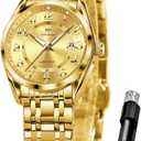 OLEVS Womens Watches Classic Dress Quartz Female Wristwatch Ladies Stainless Steel Waterproof Luminous Date Easy Read Watch for Lady