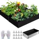 2 Sets 4 x 2 x 1 ft Raised Garden Bed Liner Bag, Breathable Grow Bed Fabric Liners with Clips and Gloves, Garden Box Non Woven Bag for Outdoor Plants Growth Keep Soil Isolation (No Garden Bed) (Rectangle)