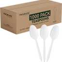 FOCUSLINE 1000 Pack Plastic Teaspoons White, Disposable Spoons Bulk, Heat Resistant Disposable Spoons for Take out Restaurants, Family Gatherings, Outdoor Activities