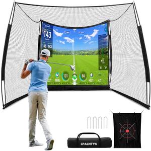 Golf Simulators for Home,11 * 8FT Golf Net with Simulator Impact Screen and Target Cloth, Portable Heavy Duty Golf Hitting Net for Outdoor Indoor with 1,500 Actual Impact Tests