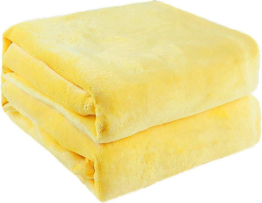 uxcell Flannel Fleece Blanket Twin Size - Soft Lightweight Plush Microfiber Bed Blanket for Sofa or Couch, Machine Washable Blankets Fleeces, Yellow 60x78 Inch