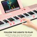 The ONE Smart Keyboard COLOR 61 Lighted Keys Piano Keyboard, Digital Piano for Beginners with 256 Tones, 64 Polyphony, Built-in LED Lights and Free Apps (Pink)