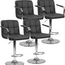 DUMOS Bar Stools Set of 4, Adjustable Swivel Bar Chairs with Padded Armrests and Ergonomic Backrest for Kitchen Island Counter Pub Dining Room, Water-Resistant PU Leather, Black