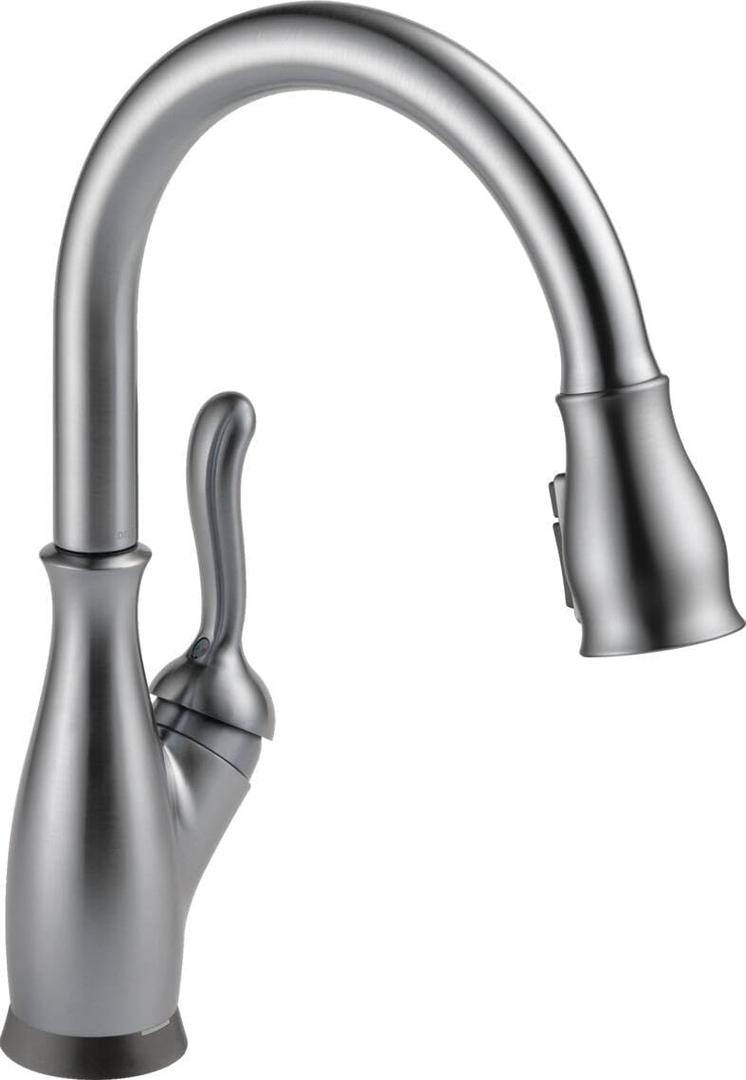 Delta Leland Brushed Nickel Touch Kitchen Faucet with Pull Down Sprayer, Traditional Single Hole Touch On Kitchen Sink Faucet, Single Handle, Arctic Stainless 9178T-AR-DST