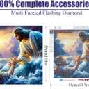 uuxsretaio Jesus Diamond Art Kits for Adults Beginner, 5D Helping Hand Diamond Painting Kits for Adults, DIY Round Full Drill Diamond Dots, Gem Art and Crafts for Home Wall Decor 13.8x13.8 Inch