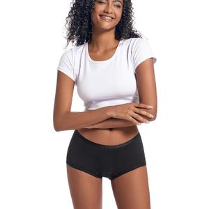 Goat Union Organic Cotton Boyleg Period Underwear for Women & Teens - Moderate Absorbency Period Panty Black, Size S, Pack of 1 (Black, S)