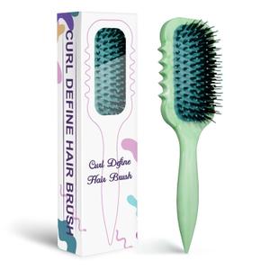 2 x Curl Defining Brush  Curly Hair Brush for Wet or Dry Use  Detangles Knots, Reduces Frizz  Styling Tool for All Hair Types, Unisex (Watercolor green)