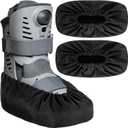2 Pcs Air Cam Walking Boot Covers for Medical Fracture Waterproof Cast Boots Shoe Covers for Broken Foot Ankle Recovery Protection Machine Rain(Black,Large)
