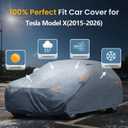 Waterproof Model X(2015-2026) Car Cover with Breathable Vents, [2026 Upgrade] Premium Covers with Cotton Liner and Zipper Door,Sun Rain Snow Dust Uv Protection.(Gift with Towel Storage Bag)