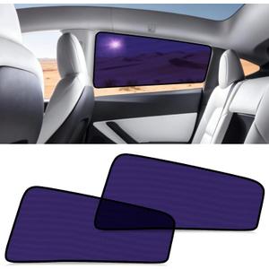 ZATOOTO Tesla Model Y Rear Car Window Shades | Bluish-Purple Static Cling Car Sun Shade | Enhanced Sun Filtering & Heat Reduction | Specific for Frameless Doors | Car Window Shade for Baby & Passenger