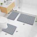 Buganda Memory Foam Bath Mat, 47" x 17", Ultra Soft and Non-Slip Bathroom Rugs, Water Absorbent and Machine Washable Bath Rug Runner for Bathroom, Shower, and Tub, Medium Grey