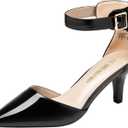 DREAM PAIRS Kitten Heel Low Heel for Women Closed Pointed Toe Pumps Wedding Party Sexy Dress Shoes Lowpointed (12, Black/Pat)