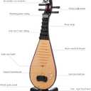 Amosfun Chinese Lute Prop, Kids Toy Guitar Pipa Instrument Model, Lightweight Traditional Stringed Prop for Hanfu Photography, 19.26x6.09x2.36in