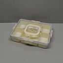 Snackle Box Container, Dishwasher Safety - Divided Serving Tray with Lid and Handle, Charcuterie Board for Portable Snack Platters - Clear Organizer for Fruits Snacks,Perfect for Road Travel