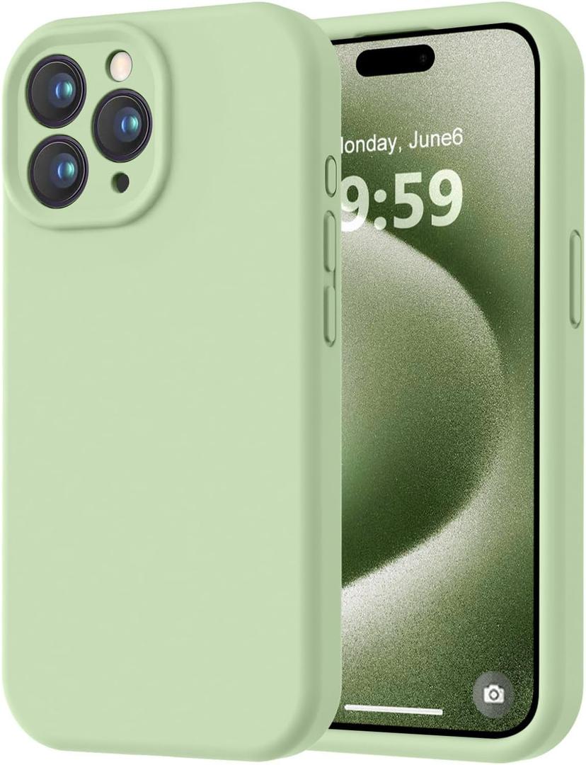 LOVE 3000 Designed for iPhone 15 Pro Max Case, Premium Silicone with [Soft Anti-Scratch Microfiber Lining] Shockproof Protective Phone Case for Men Women Girls 6.7", Matcha