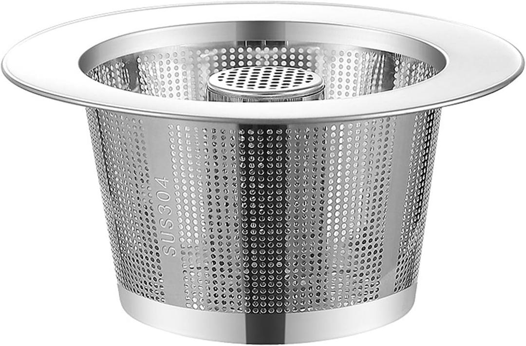 Kitchen Sink Strainer Stainless Steel, Kitchen Sink Drain StrainerSink Strainer for Most Kitchen Sink Drain Basket,Wide Rim Design (1, Silvery)