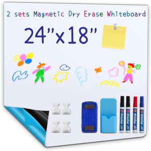 Magnetic Whiteboard Sticker for Wall, 24" × 18" Self-Adhesive Dry Erase Board, Peel and Stick Whiteboard Wallpaper for Office, School & Conference Room, Easy to Write & Clean, Cuttable