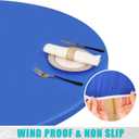 Smiry Round Picnic Tablecloth, Waterproof Elastic Fitted Table Covers for 36" - 44" Tables, Wipeable Flannel Backed Vinyl Tablecloths for Camping, Indoor, Outdoor, Blue