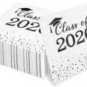 Graduation Decorations 100 PCS Class of 2026 Graduation Napkins Disposable Fancy Cute Black White Polka Dot Cocktail Napkin Congrats Grad Tea Party Favors Supplies Plates Table Decor Dessert Cookies