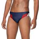 Speedo Men's Swimsuit Brief Endurance+ Splice Team Colors (Size 30, Edge Navy/Red)