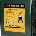 Heavy Duty Double-Sided Waterproof Poly Tarp 10x14 Feet 8mil Thick Polyethylene Tarps, Perfect for Outdoor Use, Plastic Cover & Mat for Tent Camping Storage Boat Bikes Vehicles