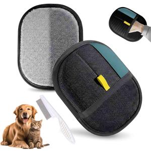 Pet Hair Removal Glove & Lint Mitt for Dogs, Cats - Electrostatic, Reusable & Washable Deshedding Grooming Mitt for Furniture, Car Seats, Couch, Carpet, Bedding