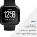 Fitbit Versa Smart Watch, Black/Black Aluminium, One Size (S & L Bands Included)
