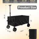 7.8 Cu ft Extra Large Foldable Wagon Cart, 360lbs Capacity, All-Terrain Beach Wagon with Big Wheels for Sand, Compact Fold Easy Storage, 220L Collapsible Utility Cart for Grocery Sports Garden Camping