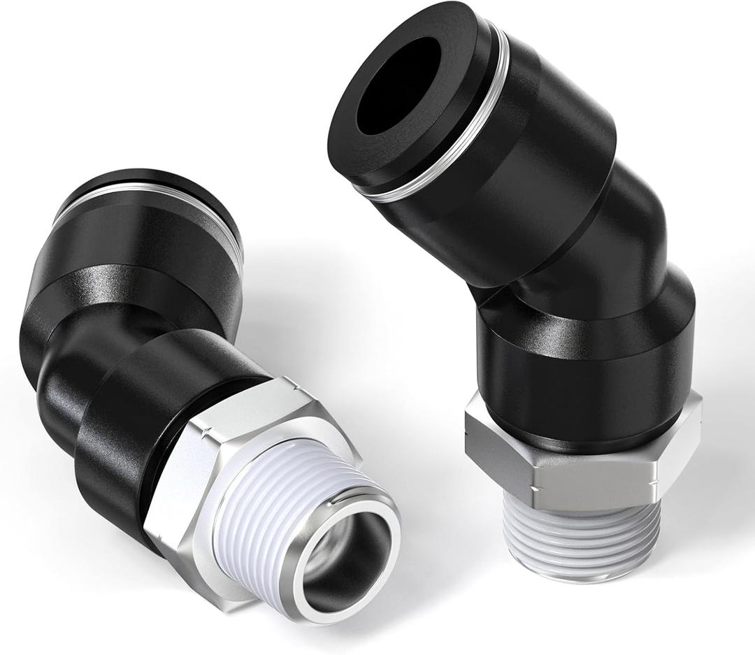 TAILONZ PNEUMATIC Male Elbow 1/4 Inch Tube OD x 1/4 Inch NPT Thread 135 Push to Connect Fittings PL-1/4-N2 (Pack of 10)