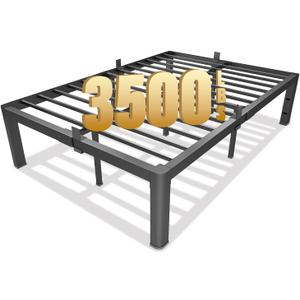 Yookare Queen Platform Bed Frame,14" Heavy Duty Metal Mattress Foundation, Rounded Safety Corners & Recessed Legs,Mattress Retainers,Easy Assembly,Noise Free Steel Slat Support,No Box Spring Needed