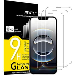 NEW'C [3 Pack] Designed for iPhone 16e Screen Protector Tempered Glass,Case Friendly Ultra Resistant (Transparent)