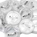 1.5 Inch Blank Button Pins 60 Packs Clear Button Pins DIY Buttons Pin Acrylic Buttons Pin with Pictures Photos for DIY Project, Crafts to Make Your Own Badges