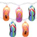GOOTHY 8.5Ft Tropical Beach Themed Decorations Slipper String Lights with 10 Colorful Flip Flop, Outdoor Beach Flip Flop String Lights for Summer Camp Tent Wedding Holiday Party Garden Bedroom Decor (Multicolor Shoes)